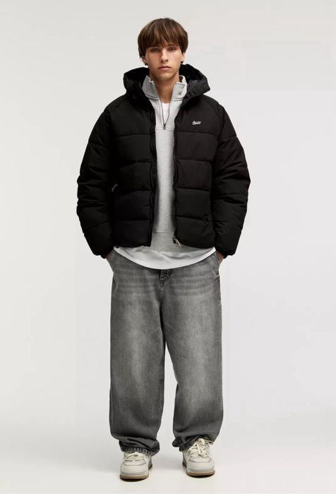 Куртка Pull&Bear Puffer Jacket Оригінал Зимова Мужская Черная Пуховик