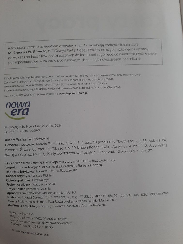 Nowe Odkryć fizykę 1 Karty pracy ucznia wydanie 2024