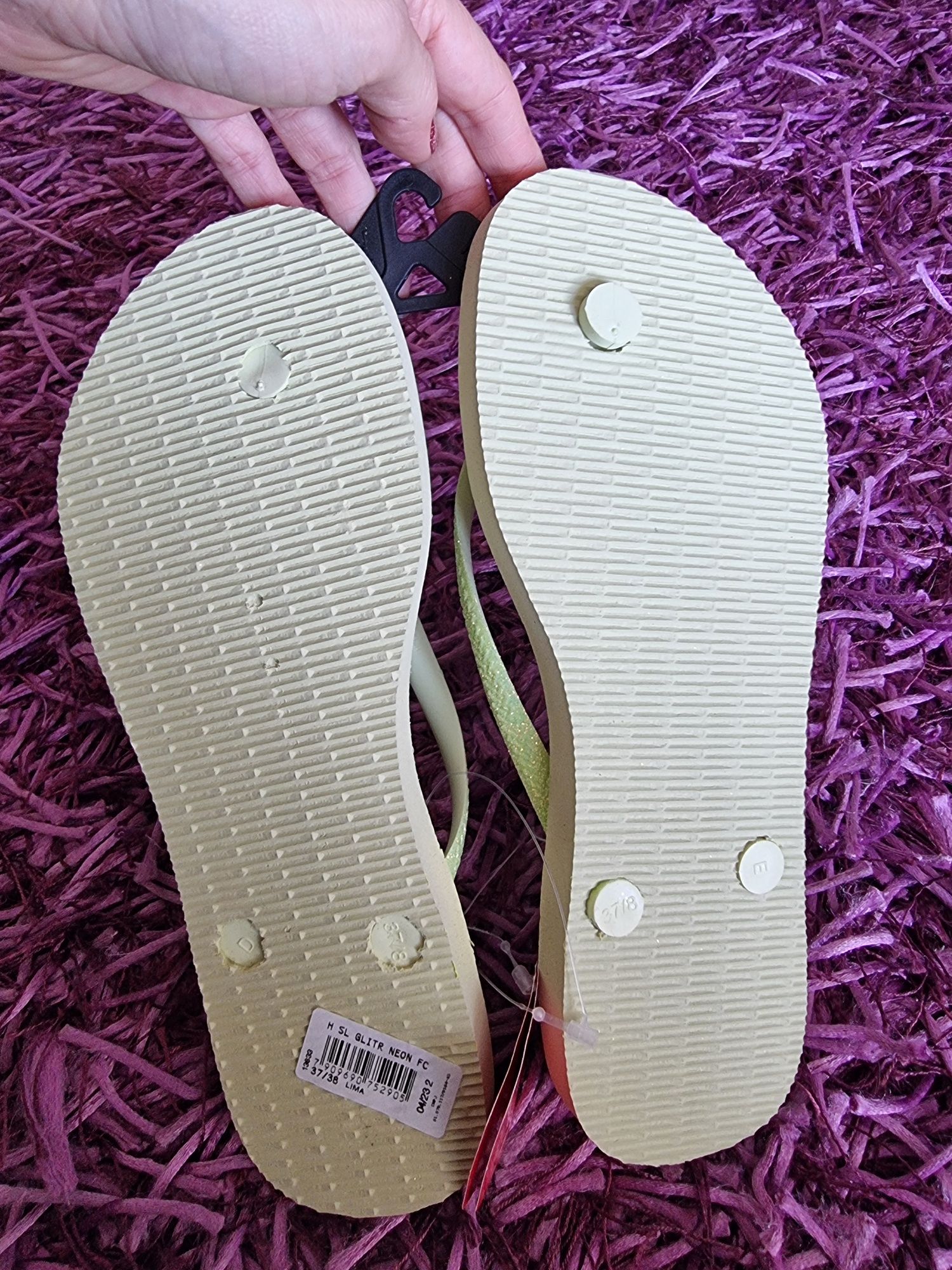 Havaianas neon verde com glitter novas