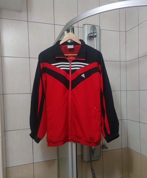 bluza dresowa M Adidas originals classic elegancka czarno czerwona roz