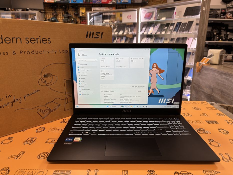 Laptop MSI Modern B11M  i5/8GB/512GB SSD/Iris Xe, Lombard Halogsm Łódź