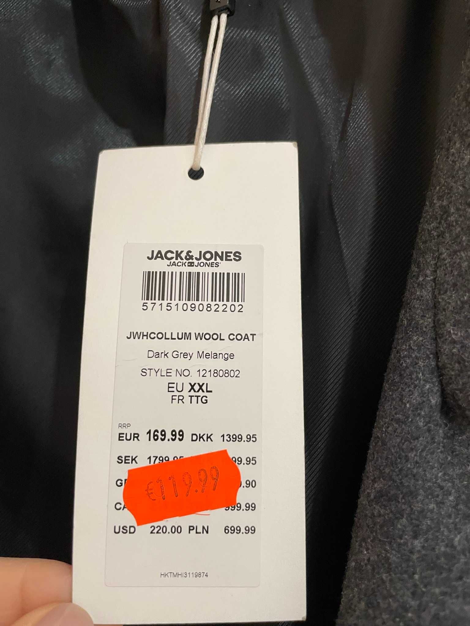 Płaszcz męski Jack & Jones XXL nowy