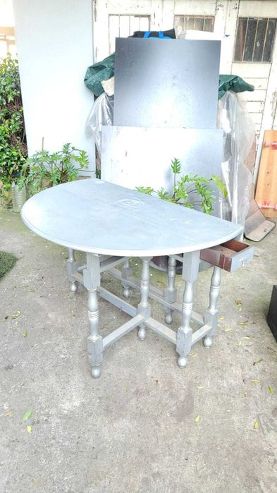 Mesa Redonda de Abrir Cinza Madeira