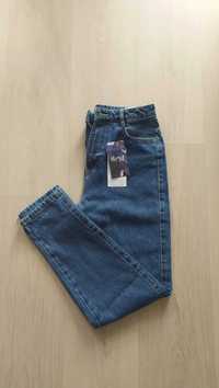 Spodnie zara 34 jeansy mom fit wysoki stan nowe granatowe