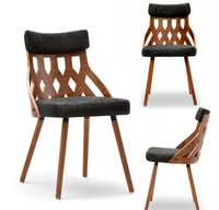 5 szt krzesło ażurowe drewniane crabi orzech z czarnym siedziskiem