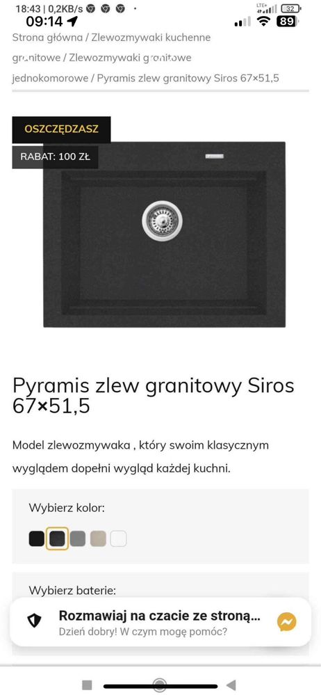 Zlew granitowy pyramis