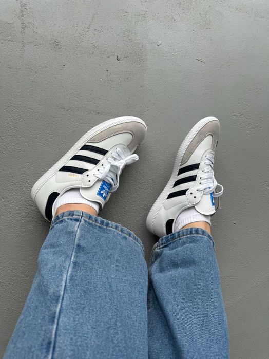 Кросівки Adidas Samba White/Navy premium