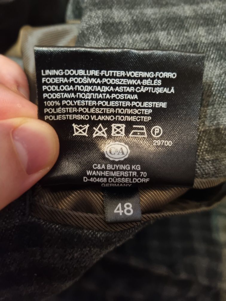 Marynarka krata w kratę 48 Angelo Litrico C&A szara
