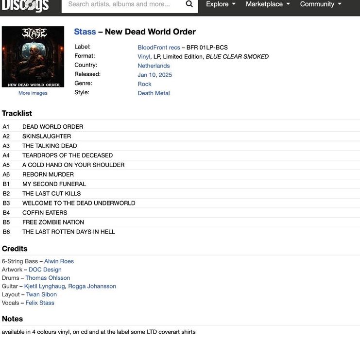 Winyl Stass "New Dead World Order" niebieski marble! Nowe Unikat Limit