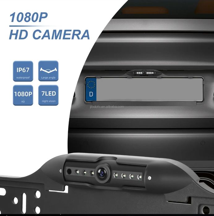 Mini Câmara FullHD marcha atrás na placa de matrícula visão nocturna