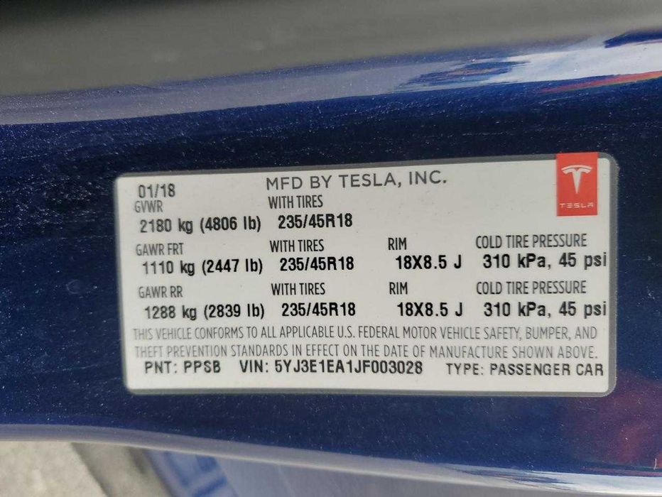 TESLA Model 3 LR RWD, 2018