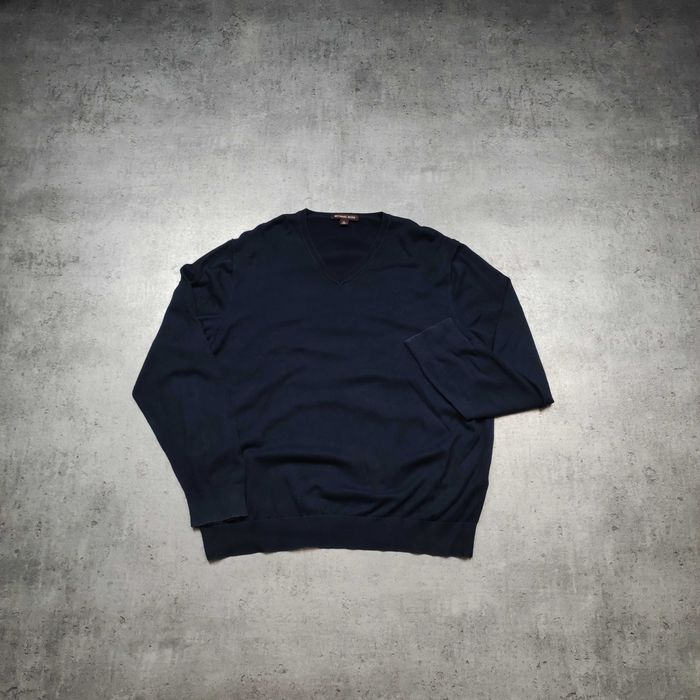 MĘSKI PREMIUM Elegancki Sweter Bawełna Kołnierzyk V Michael Kors Haft