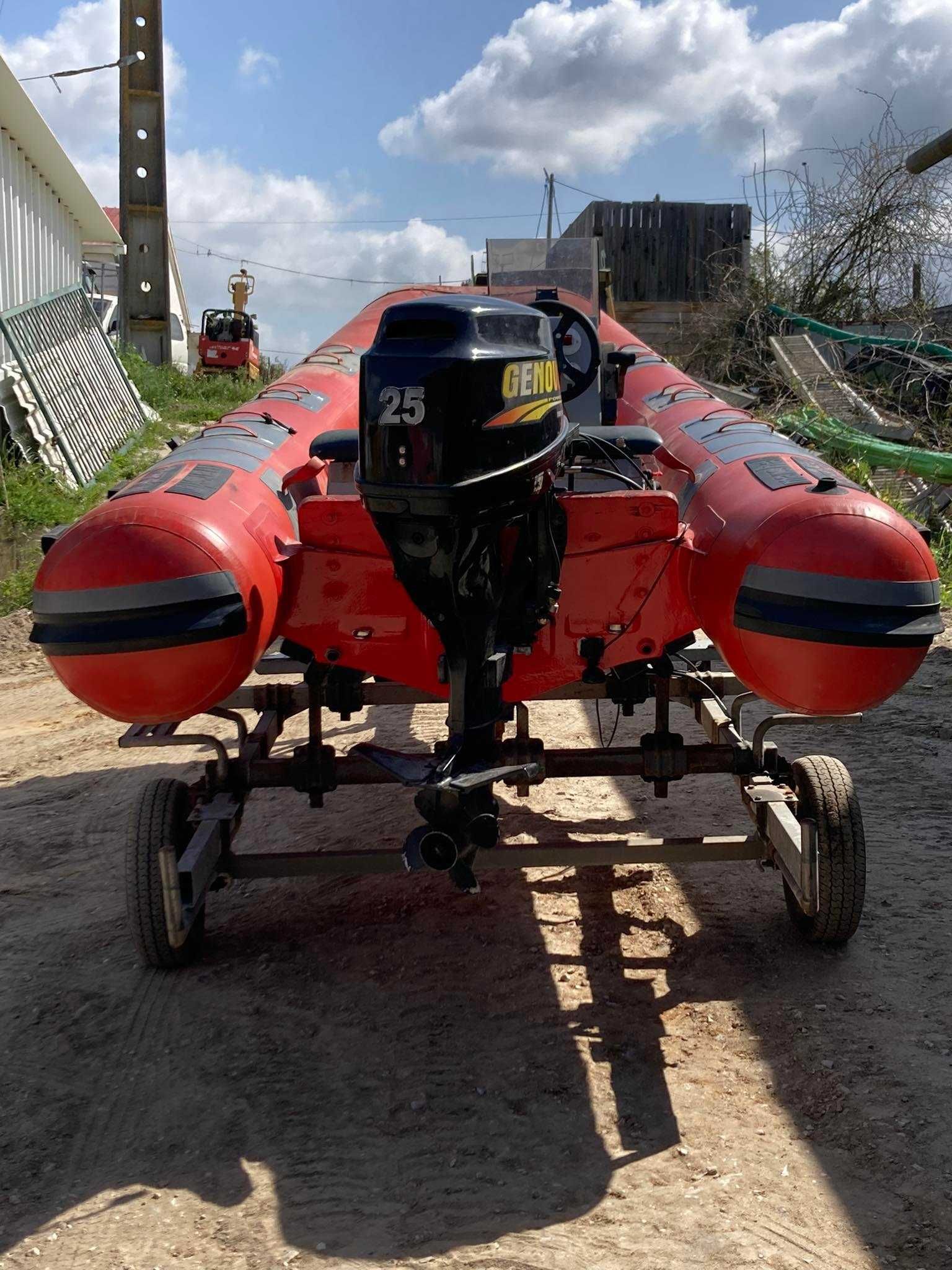 barco  semi rigido marshall  com motor de 25 a 4 tempos e atrelado