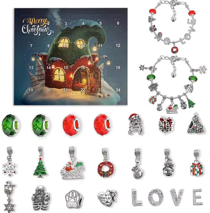 Набір браслетів,адвент календарь,детские браслеты,новогодний календарь