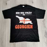 T-shirt koszulka Gruzja Flaga big print rozmiar L czarna nowa