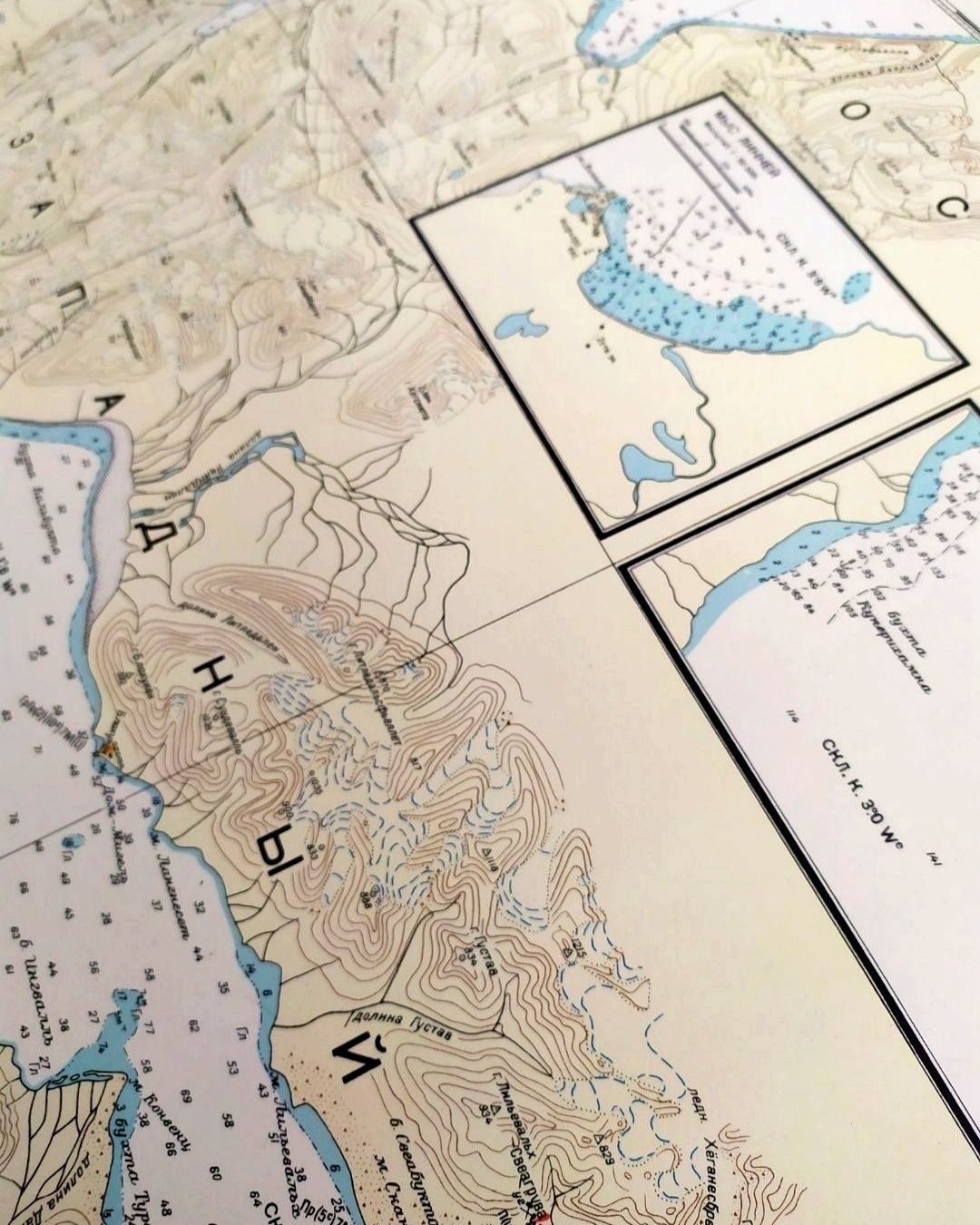 Морская карта Северный Ледовитый океан острова Шпицберген залив лоция