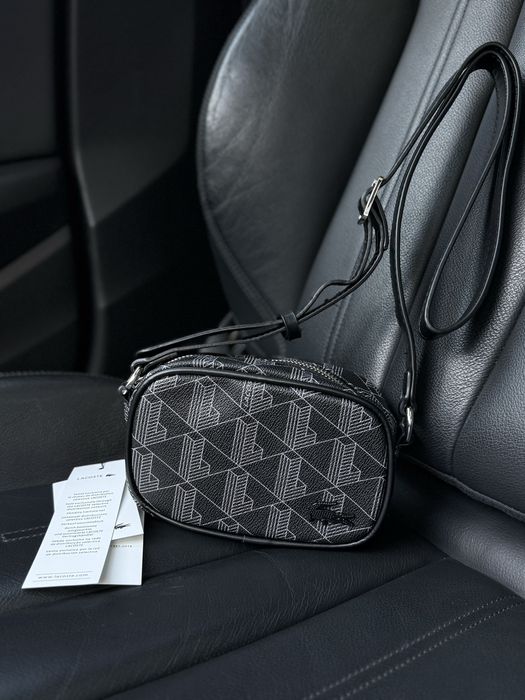 РОЗПРОДАЖ Сумка Lacoste monogram лакост чорна монограм через плече