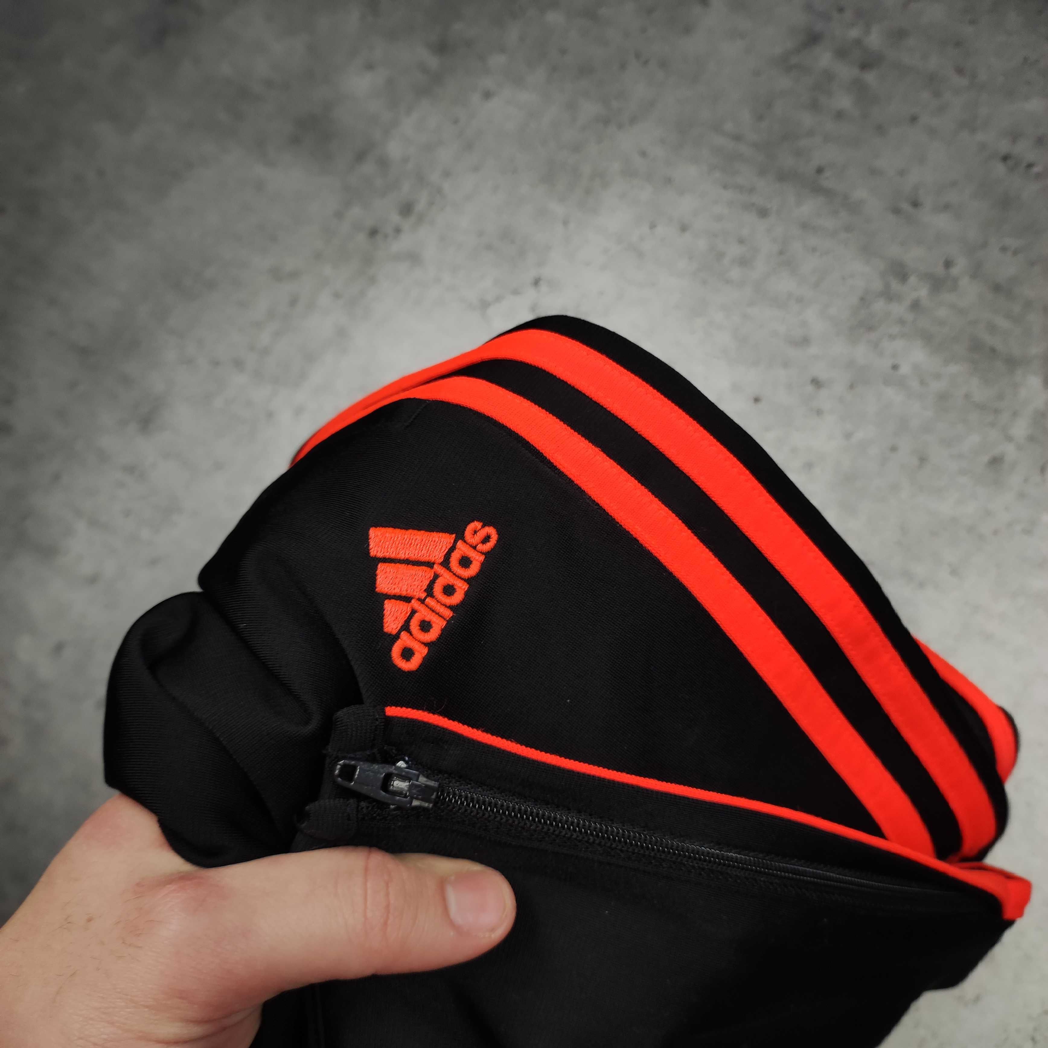 MĘSKIE Dresy Sportowe Joggery Adidas Czarne Pomarańcz Logo Dresowe