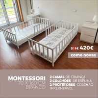 Cama de criança Montessori, 70 x 160 cm - branco