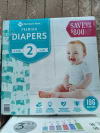 196 шт. Pampers members mark 2, 5-8 кг. США.