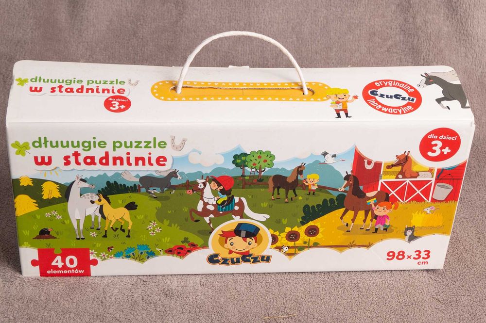 Puzzle długie w stadninie czu czu 98x33cm 40 elementów 3+ jak nowe