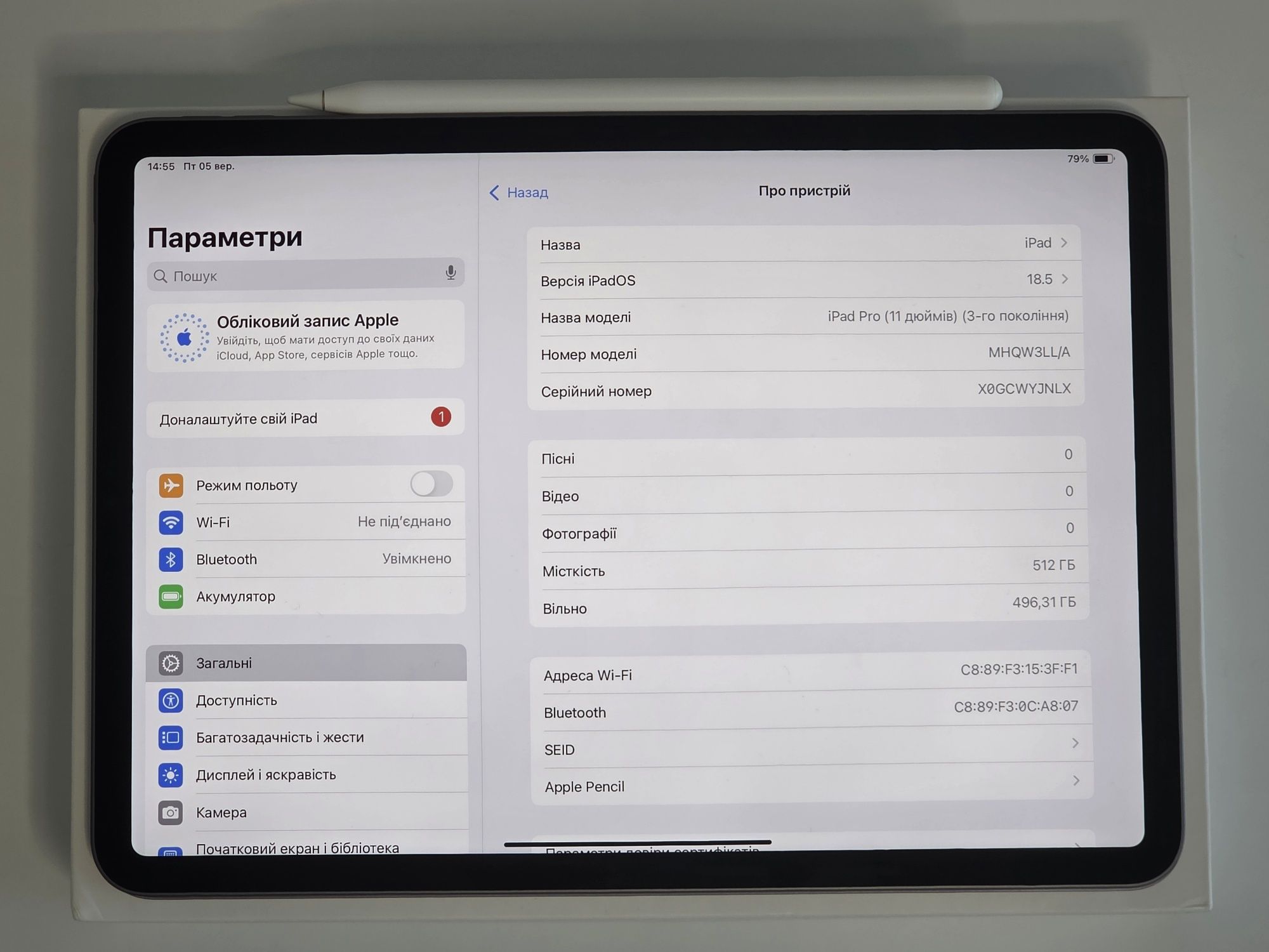 iPad Pro 11 M1 2021 512GB Wi-fi Space Gray A2377