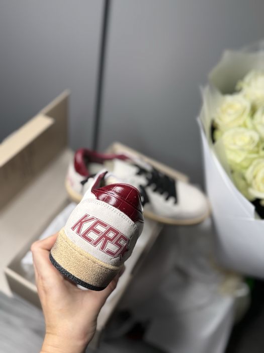 Кеди кеды кроссовки golden goose бургунди белые кроссовки