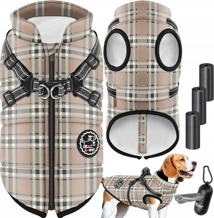 Kurtka dla psa z szelkami kamizelka zimowa 3XL 14-20 (45) LOVPET