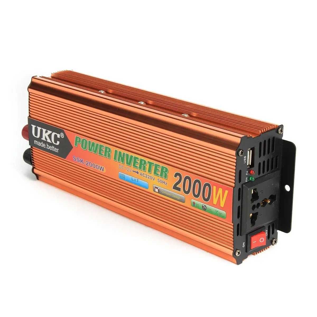 Інвертор UKC 12-220v 500W/1000W/2000W перетворювач струму