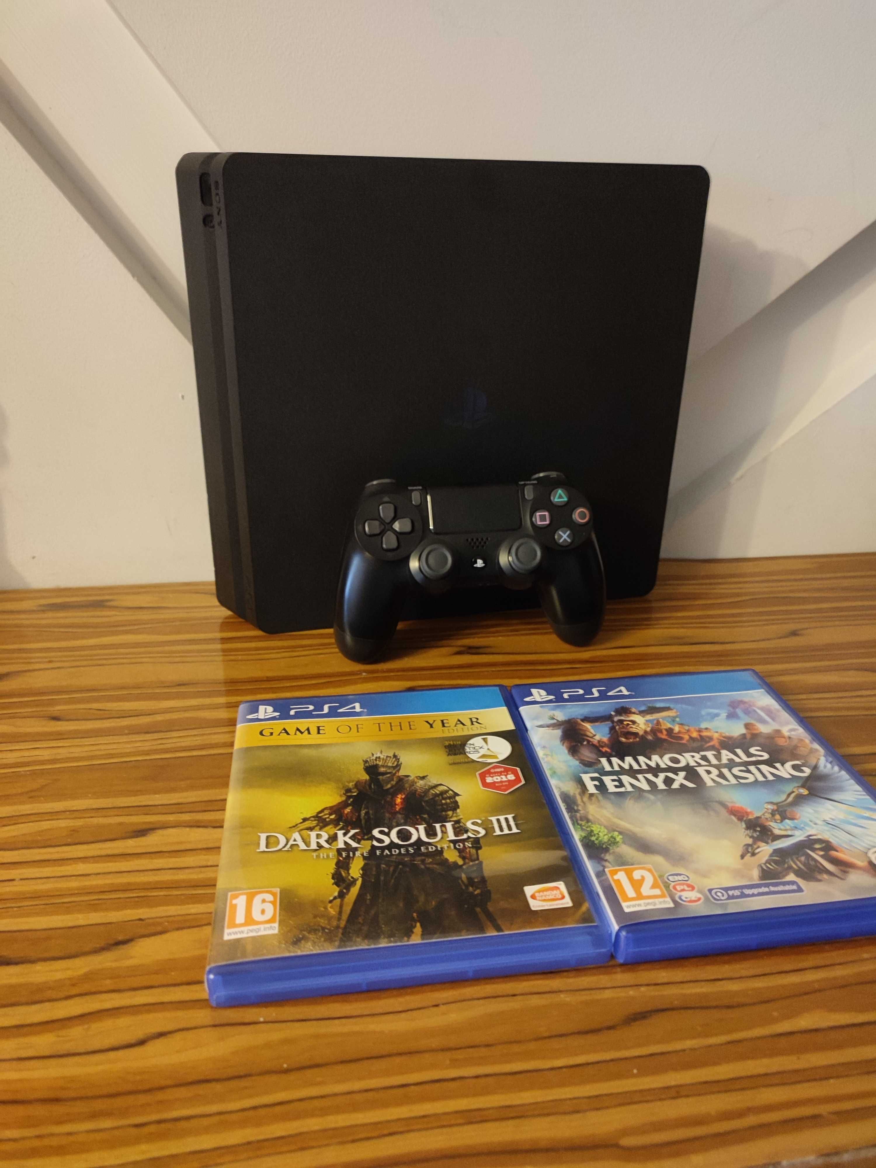 [PS4] Konsola PlayStation 4 Slim + Pad + 2 Gry (dark souls 3, immorta)