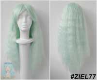 Pastelowa zielona peruka falowana karbowana z grzywką wig cosplay