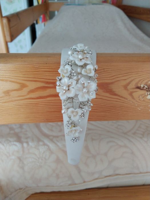 Обруч свадебный венок молочного цвета