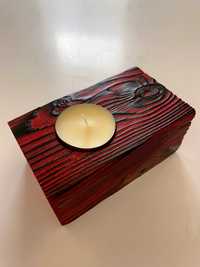 Świecznik drewniany palone, bejcowane i olejowana drewno Shou Sugi Ban