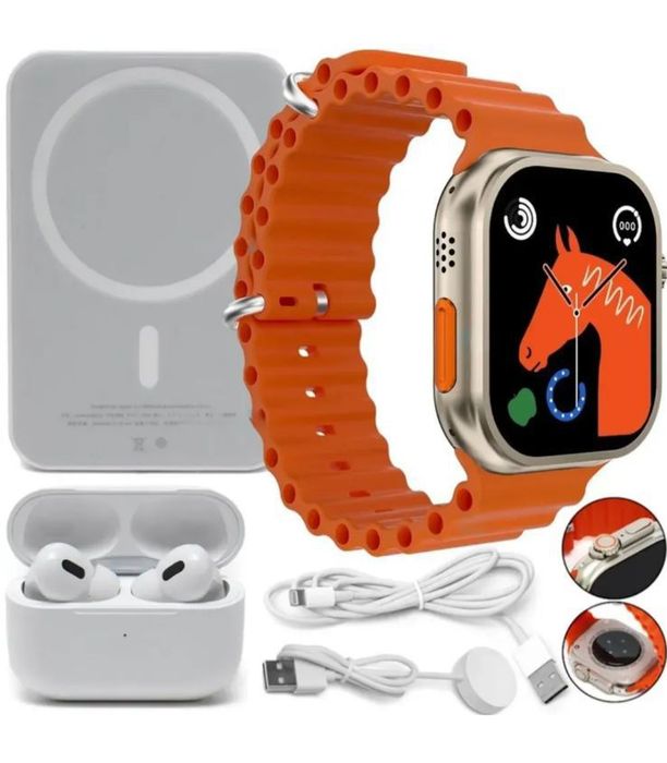 ХІТ ПРОДАЖУ. Подарунковий комплект смарт-годинник+навушники+павер банк