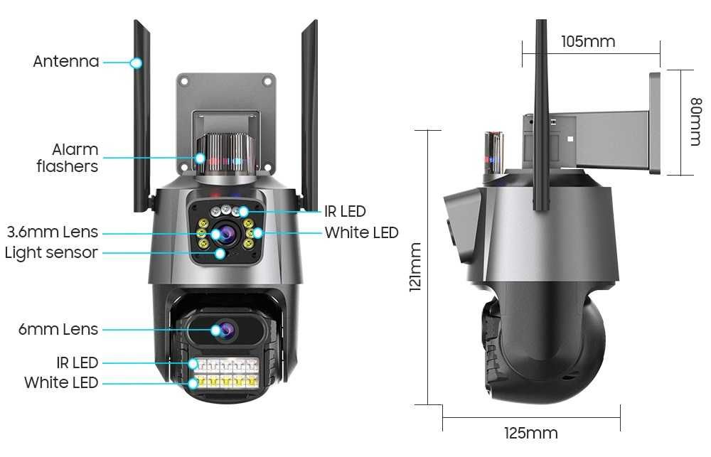 Kamera 6MP‼️ Dual Lens ULTRA HD WIFI PTZ podgląd na telefon MONITORING