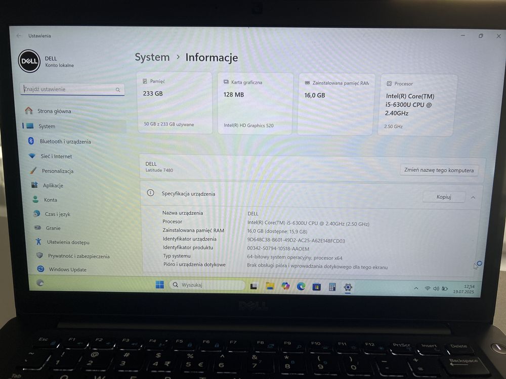 Laptop Poleasingowy DELL 7480 z i5-6300 2,4GHz/SSD 256GB/16GB DDR4/14"