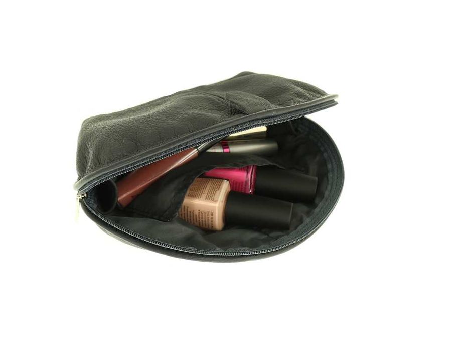 Skórzana kosmetyczka damska do torebki brązowa Polski Produkt