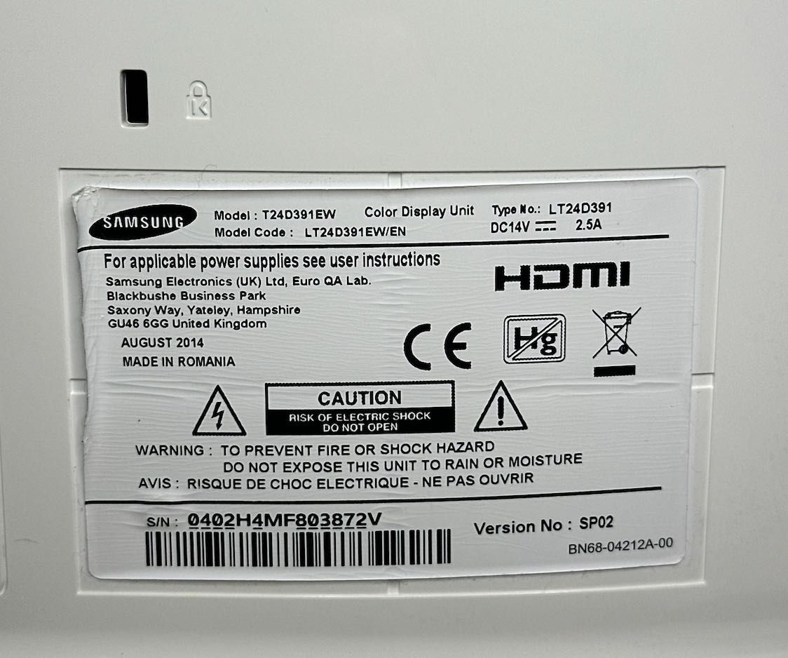 Samsung T24D391EW 24" LED Full HD Monitor TV + pilot + zasilacz