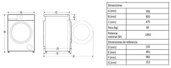 Lavadora de roupa KUBO KBWM8994 (8 kg), Branca