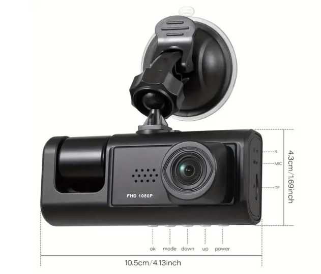 Dash Cam de segurança 3 Cameras Montagem Simples - NOVA!