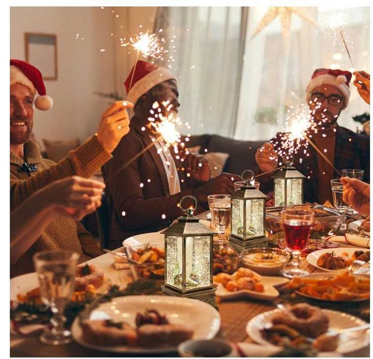 Latarnia świąteczna z podświetleniem wzór święta rodzina BELLE VOUS