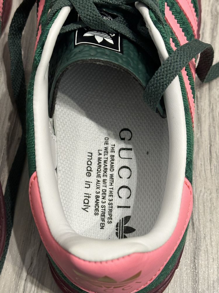 Buty gucci x adidas gazelle pink/green