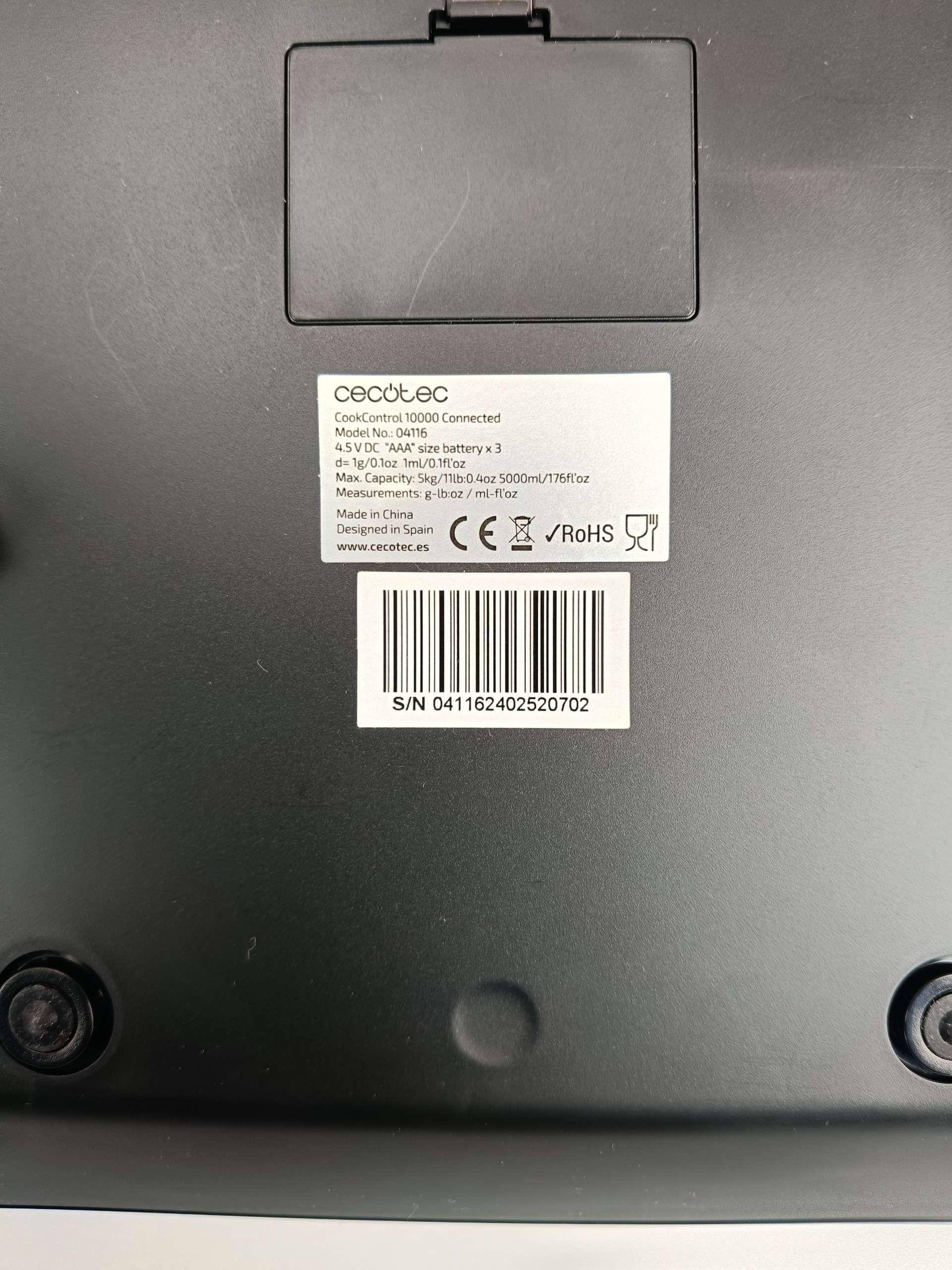 Kuchennej wagi Cecotec CookControl 10000 Connec,  wyświetlacz LCD