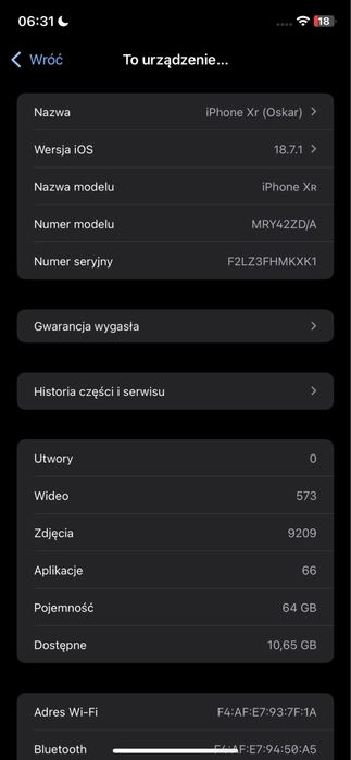 iPhone Xr 64Gb czarny.