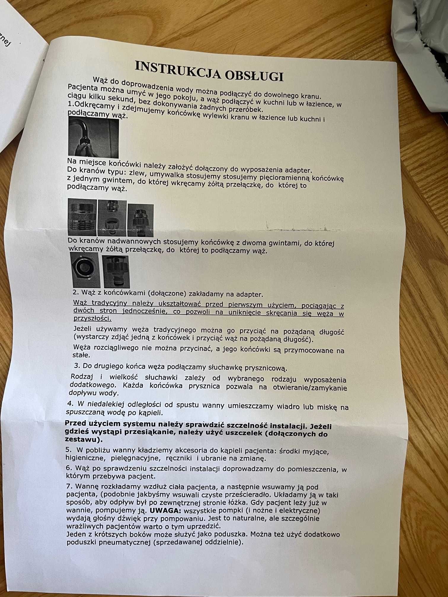 Wanna pneumatyczna do mycia osób leżących