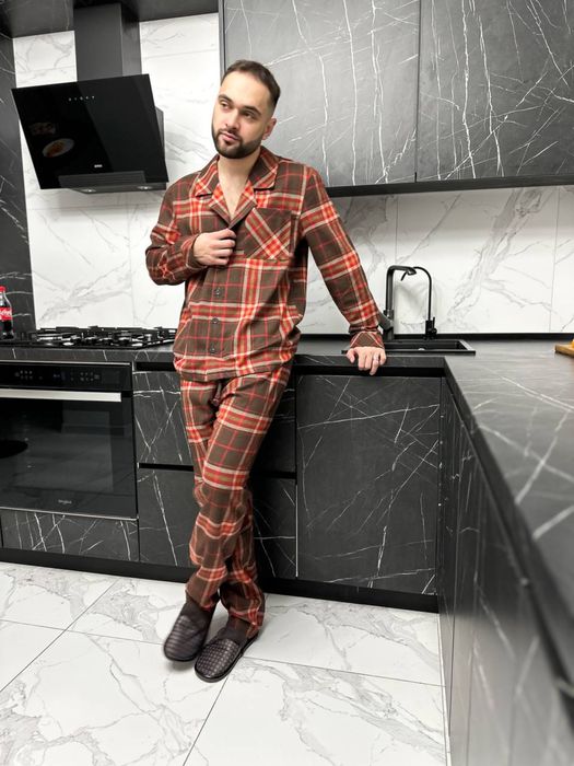 Чоловіча піжама / тепла піжама фланель / парні піжами