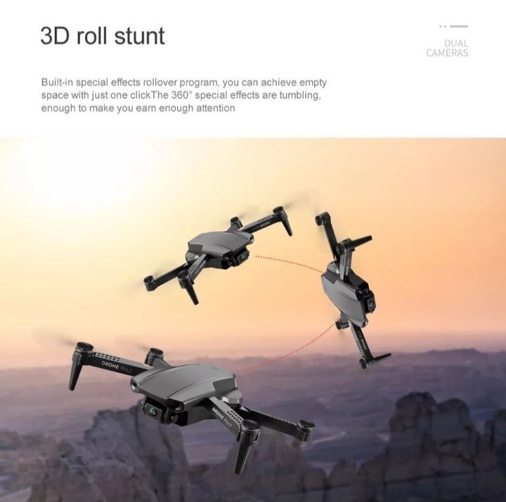 Dron E99 Pro2, Wifi 200m zasięg Kamera Zawis Akrobacje