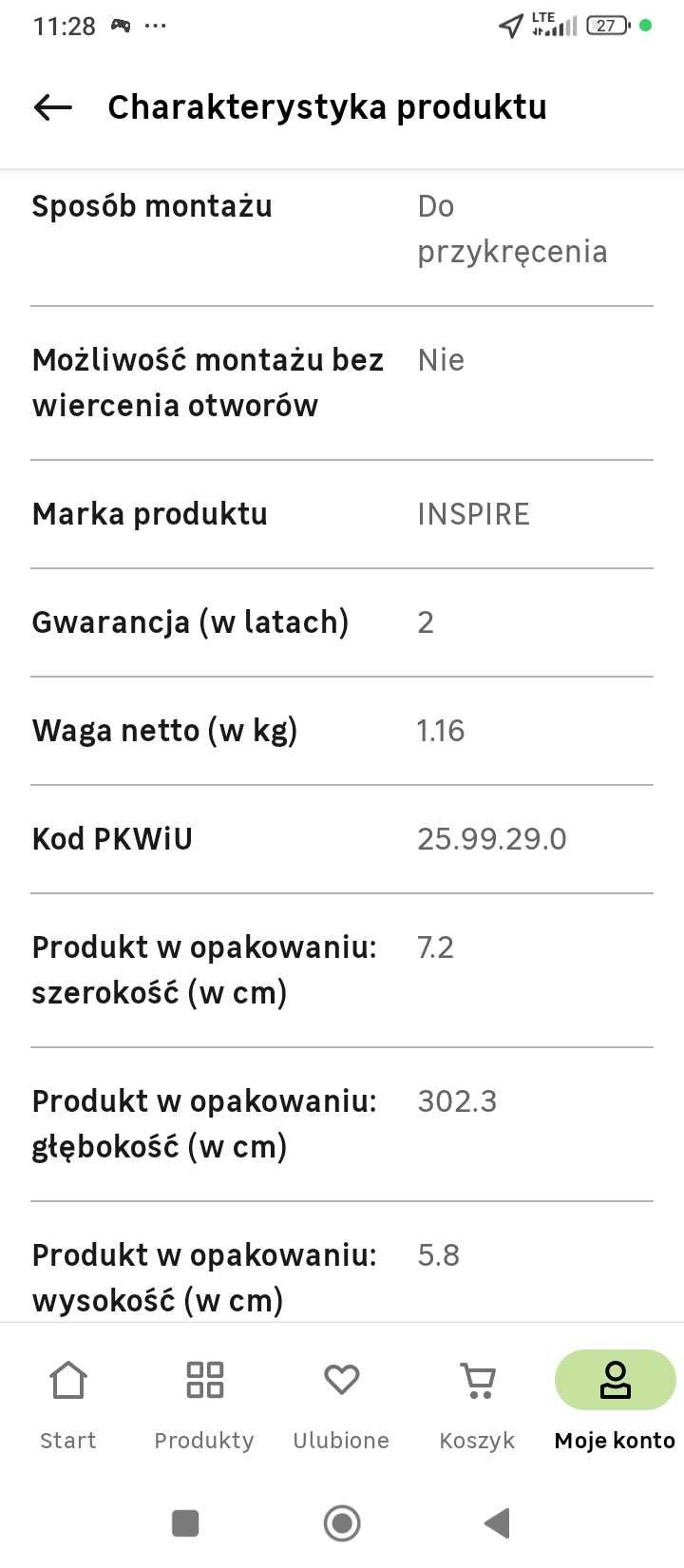 Karnisz pojedynczy Inspire 300cm