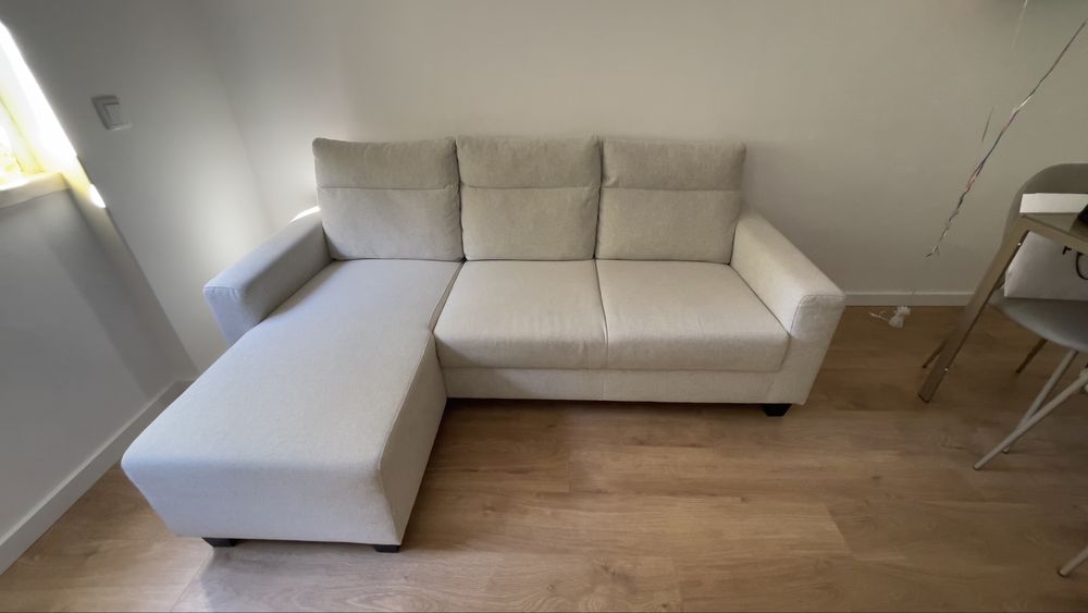 Sofá 3 lugares, c/chaise longue/Gunnared bege