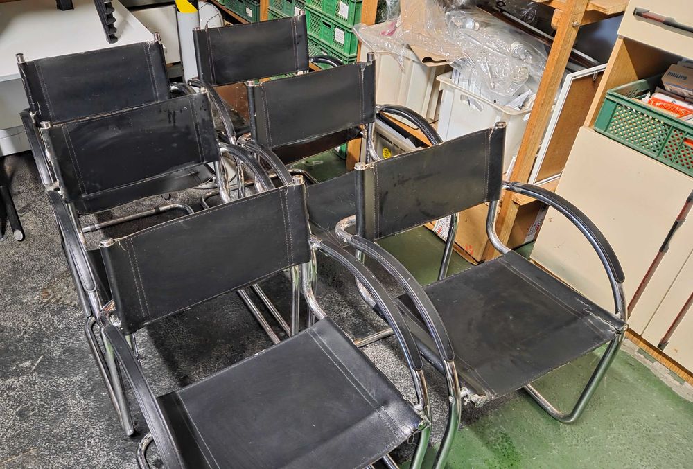 Krzesła skórzane metalowa konstrukcja Bauhaus breuer